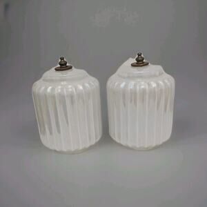 Iridescent Glass Art Deco Skyscraper Light Fixtures Cover Shade Shades PAIR